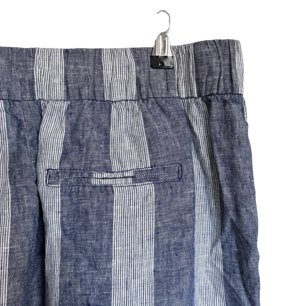GAP Blue and White Striped Wide leg Crop Linen Pant - Picture 7 of 11